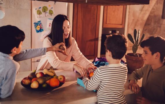 Mom making school lunch