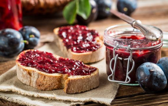 Jam spread on thick bread