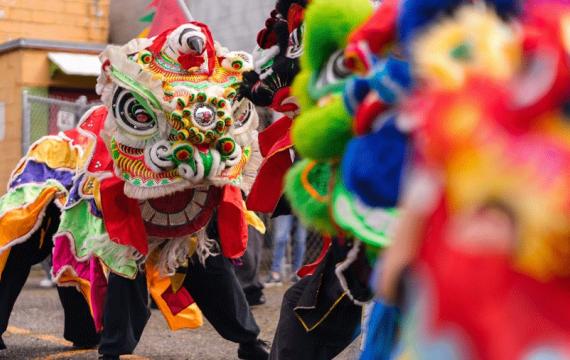 Lion dance during a Seattle-area Lunar New Year event at the Wing Luke Museum