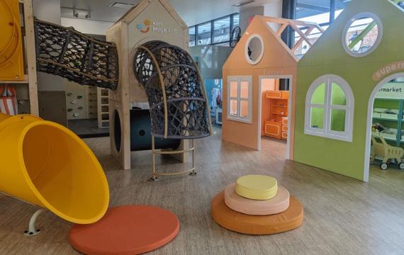 An indoor playground at Kids Magic Lab in Redmond offers Seattle families opportunities for playing inside