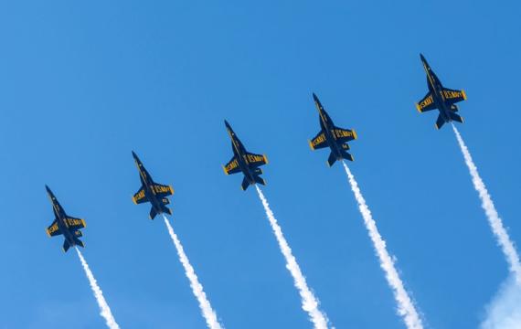 Blue Angels flying over Seattle for Seafair week, one of the many things to do in Seattle