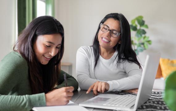 mom and daughter setting goals together