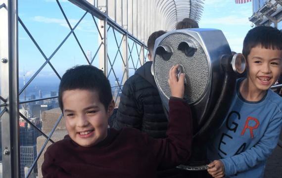 Kids at the observatory at the top of the Empire State Building