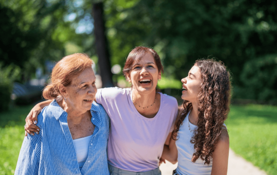 Joyful multigenerational family
