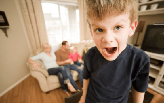 angry child screaming in living room