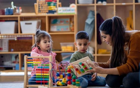 little kids learning by playing