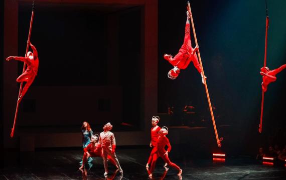 acrobats performing onstage during Cirque du Soleil "Echo" near Seattle