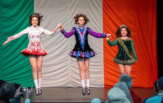 girls dancing during the Irish Festival, a family-friendly weekend activity in Seattle