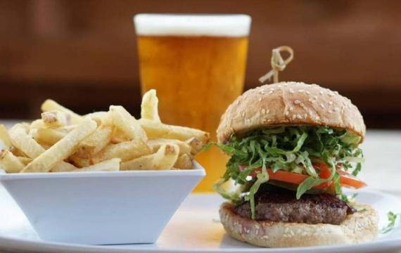burger with fries