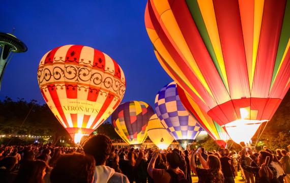 illuminated hot air balloons at seattle center for Seattle Glow, a family-friendly weekend activity