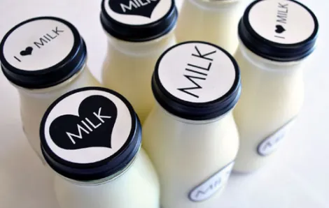 Decorated bottles of milk