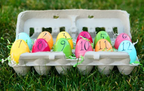 Carton of Easter eggs