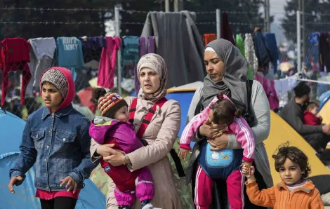 Refugee family in Europe