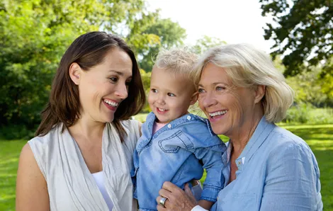 Grandmother, mother and young boy