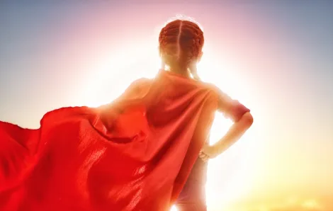 Girl with red cape on