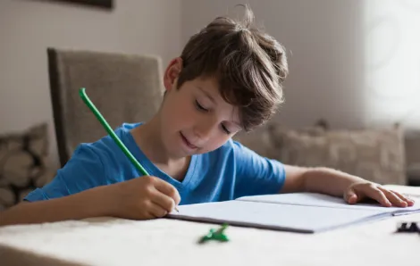 Kid working on homework
