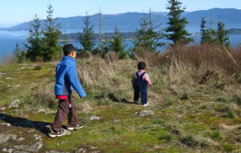 A family on the trail explores one of the best hikes near Seattle for families