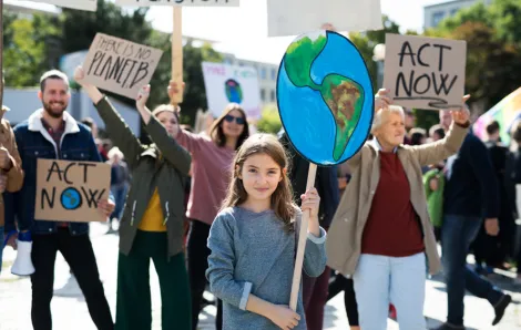 young girl at climate change march