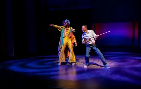 Actors Cedric Lamar and Brandon L. Smith portray J Sonic and Jimi in "The Boy Who Kissed the Sky," a Seattle Children's Theatre world premiere inspired by the childhood of Jimi Hendrix