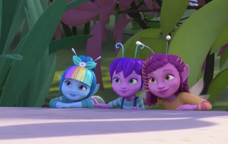 Three small fairies from the new Netflix kids show "Dew Drop Diaries"