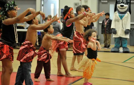 Kids perform a dance at the Hilltop Healthy Kids and Family Carnival, part of a month-long celebration of Black History Month at People’s Center in Tacoma.