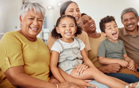 happy multigenerational family