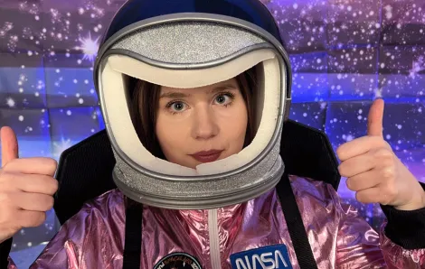 astronaut on a haunted chocolate factory escape room experience, new to Seattle this year with tickets on sale now