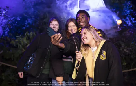 Teens with wands in the Harry Potter Forbidden Forest Experience