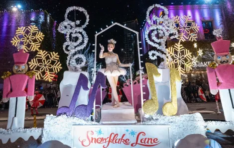 Snowflake Lane parade ballerina with nutcrackers during a free holiday event in Belleveue