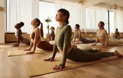 women in a yoga class
