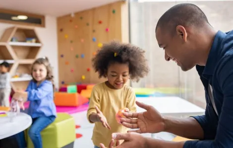 kids at a preschool with parent