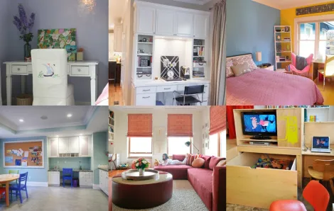 collage of room interiors 