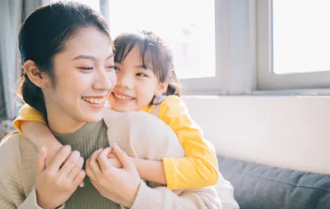 happy mom and daughter 