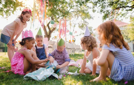 kids at a spring birthday party