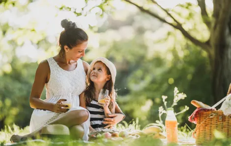mom and daughter celebrating Mother's Day in Seattle with a farm picnic