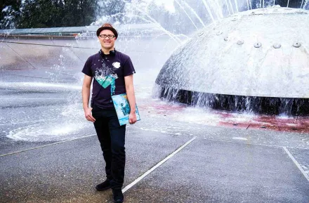 James Whetzel at the Seattle Center fountain