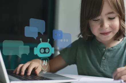 child using an AI tutor to help with homework