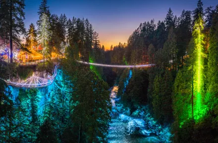 Canyon lights at Capilano Suspension bridge park