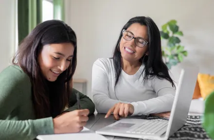 mom and daughter setting goals together