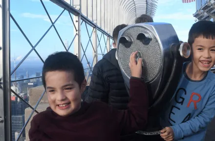 Kids at the observatory at the top of the Empire State Building