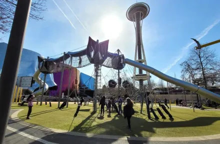 artists at play playground in front of MOPOP, a fun weekend activity for families