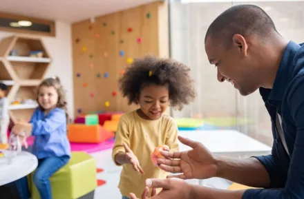 kids at a preschool with parent