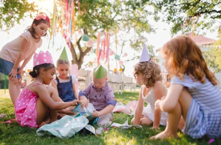 kids at a spring birthday party