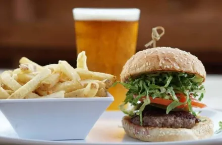 burger with fries