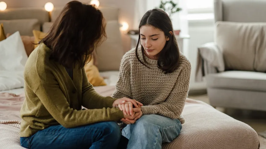 Teenage girl sharing problems with her mother, credit iStock