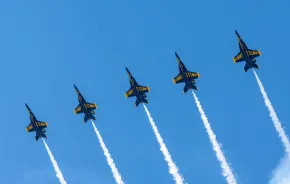Blue Angels flying over Seattle for Seafair week, one of the many things to do in Seattle