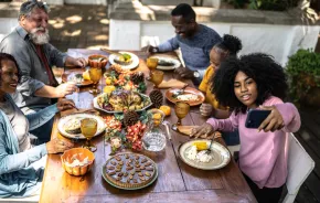 family enjoying Thanksgiving with teens