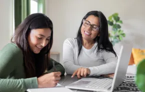 mom and daughter setting goals together
