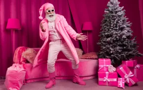 pink Santa dancing