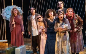 student performers onstage during the Kidstage production of Into the Woods, a family-friendly weekend activity near Seattle